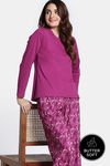 Zivame Knit Poly Pyjama Set - Festival Fuchsia — thumbnail 1
